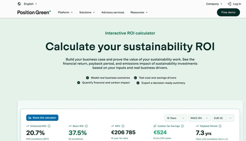 Position Green Launches Decarbonization Investment ROI Calculator - ESG Today